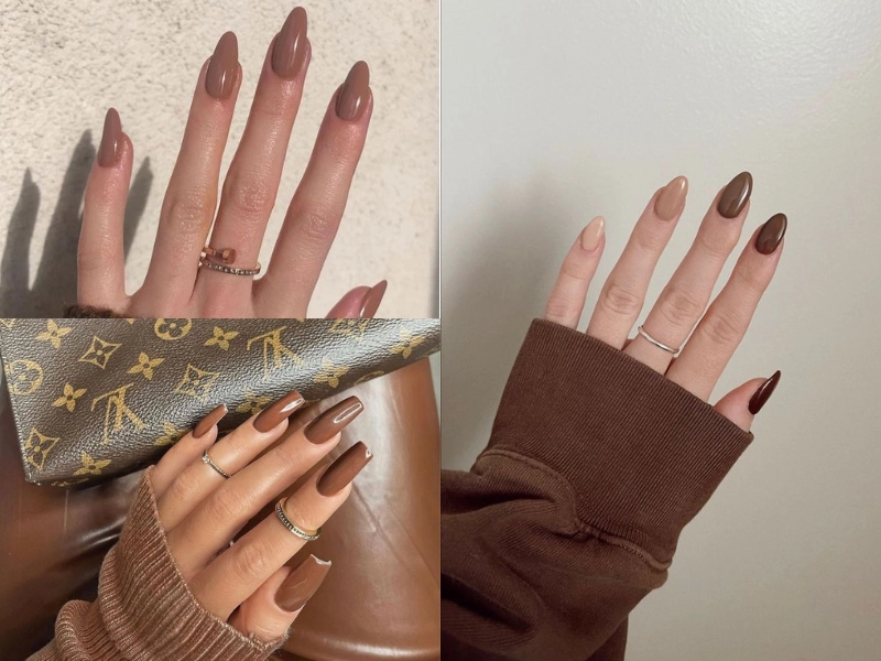 Mẫu nail màu nâu đẹp tinh tế hợp xu hướng