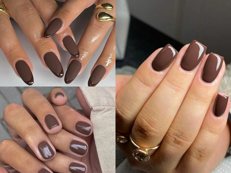 Nail màu nâu thanh lịch sang trọng đầy cuốn hút