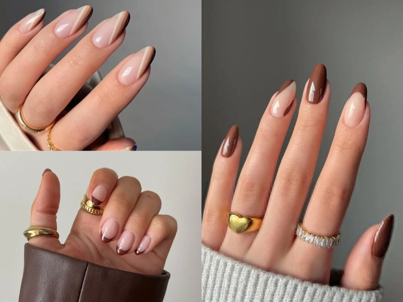 Mẫu nail màu nâu tây cá tính thời thượng