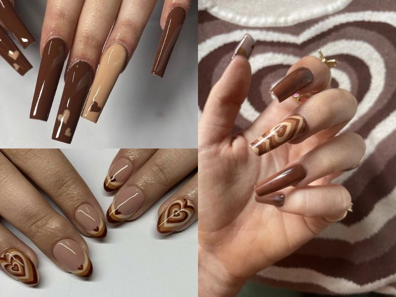 Mẫu nail màu nâu đẹp cuốn hút đầy phong cách