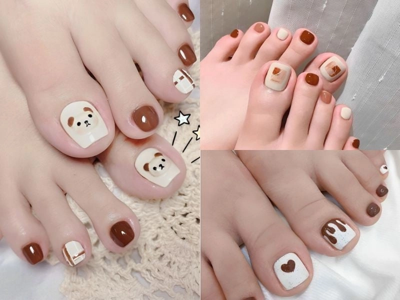 Nail màu nâu nhạt nhẹ nhàng thanh thoát duyên dáng