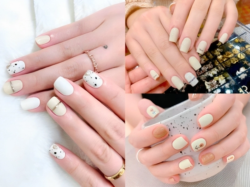 Mẫu nail màu trắng đơn giản tinh tế hiện đại