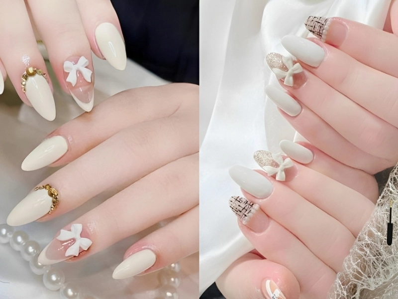 Nail màu trắng đẹp sang trọng quyến rũ