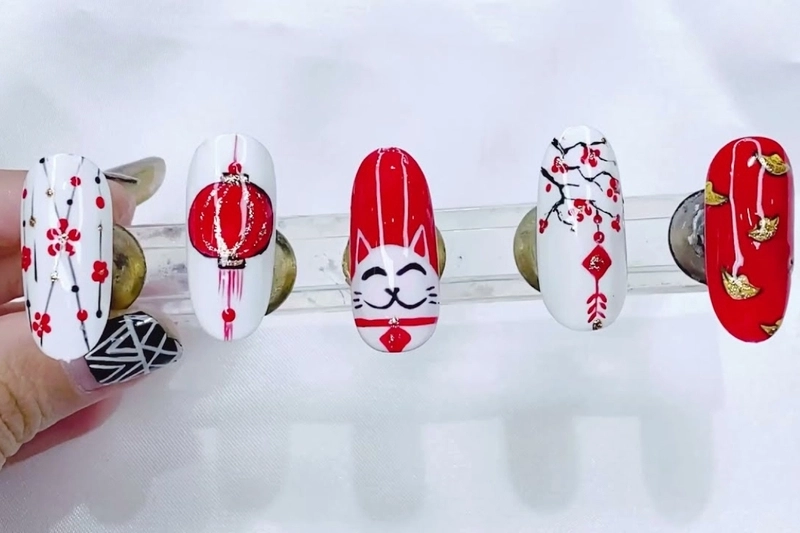 Nail tết rực rỡ may mắn đón xuân sang