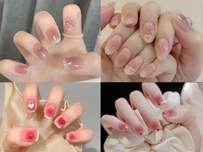Nail cô dâu màu thạch dịu dàng lãng mạn tinh tế