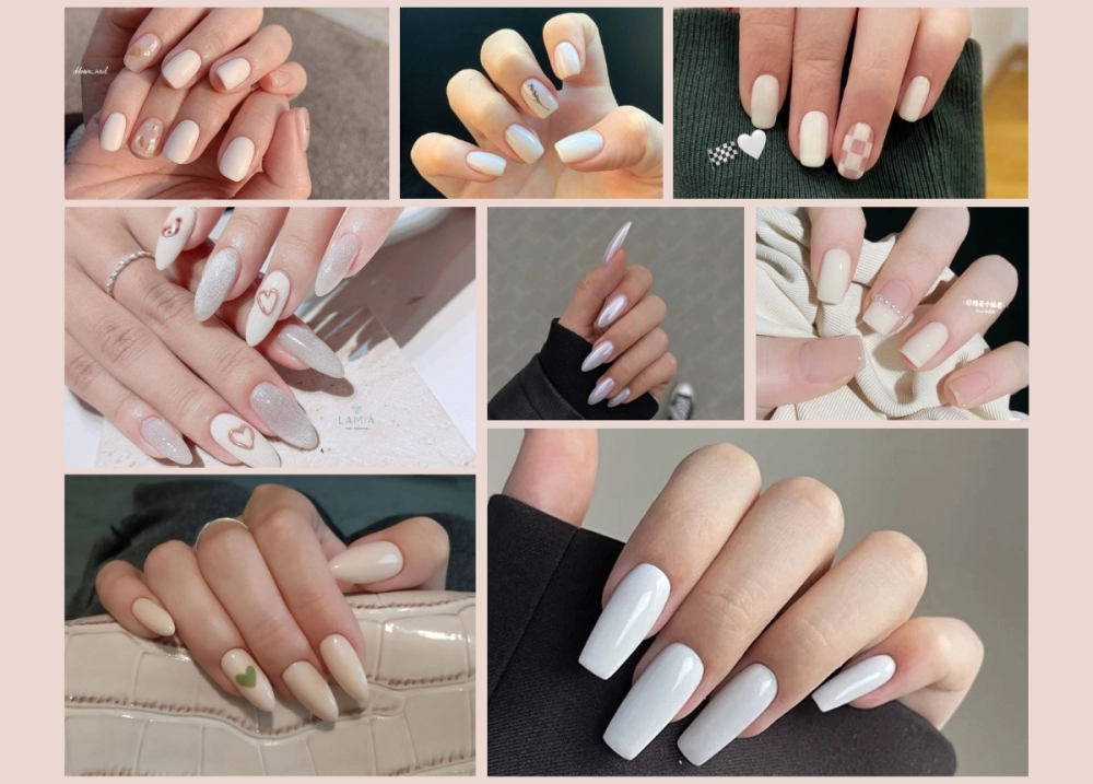 Nail màu trắng sữa nhẹ nhàng sang trọng nổi bật