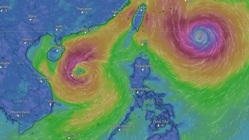 Tương tác giữa hai cơn bão làm tăng sức mạnh bão kép