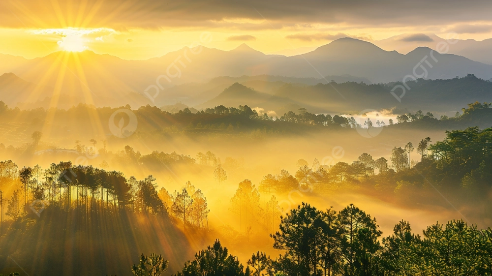 Lớp sương mù mỏng dần tan đi đón chào bình minh ấm áp dịu dàng