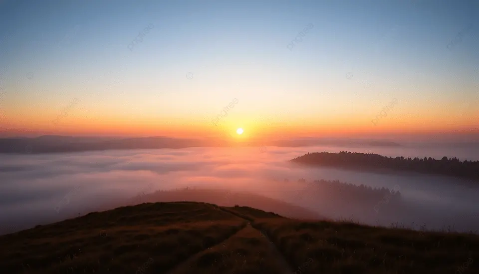 Lớp sương mù tan dần khi tán xạ ánh sáng rạng đông bắt đầu