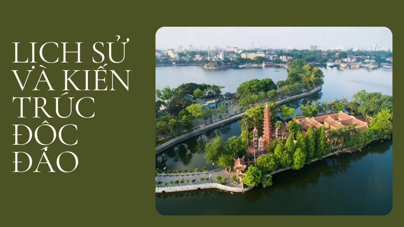 Toàn cảnh kiến trúc cổ kính của chùa Trấn Quốc nhìn từ trên cao