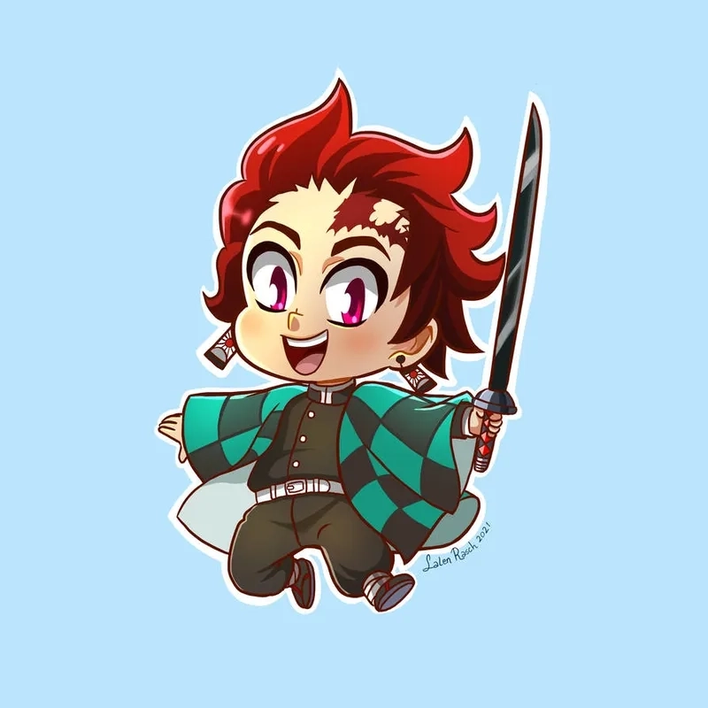 Tanjiro chibi cute tạo cảm giác đáng yêu và nhẹ nhàng.