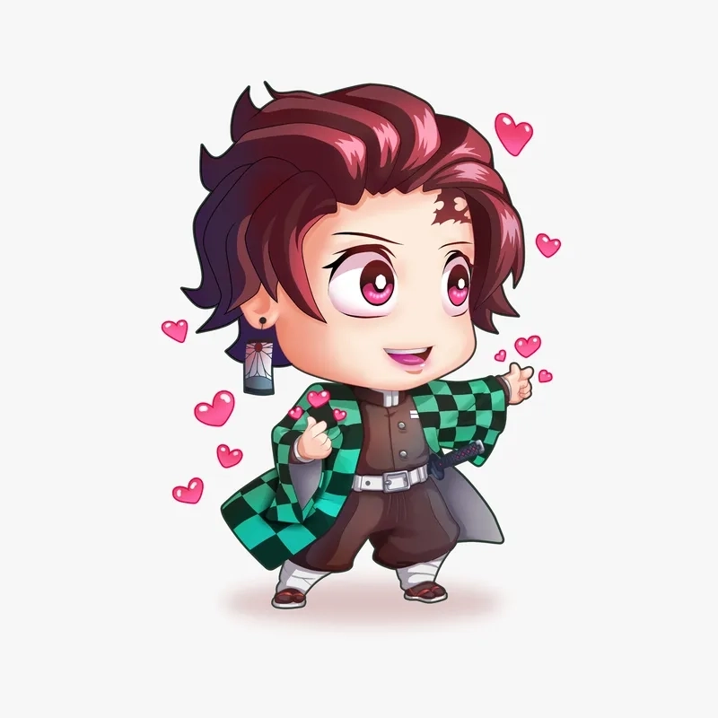 Vẽ tanjiro chibi mang nét đơn giản nhưng rất cuốn hút.