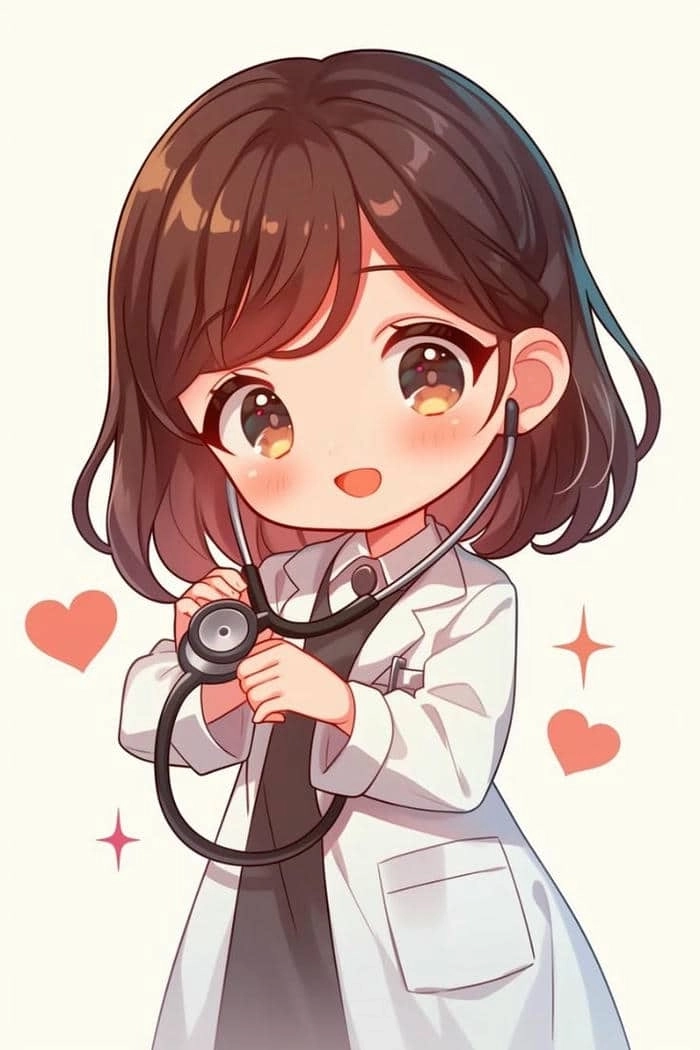 Chibi anime nữ bác sĩ phong cách đáng yêu