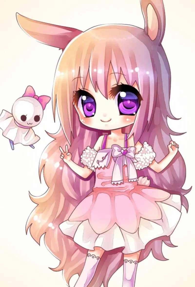 Hình anime nữ cute chibi phù hợp làm hình nền