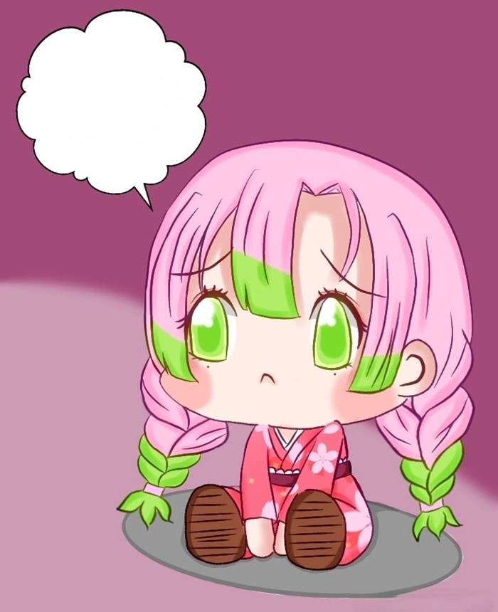 Hình mitsuri chibi mang phong cách anime nhẹ nhàng.