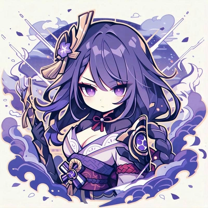 Raiden shogun chibi cry mang cảm xúc buồn nhưng vẫn dễ thương.