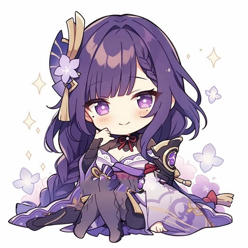 Raiden shogun chibi png phù hợp làm avatar và ảnh trang trí.