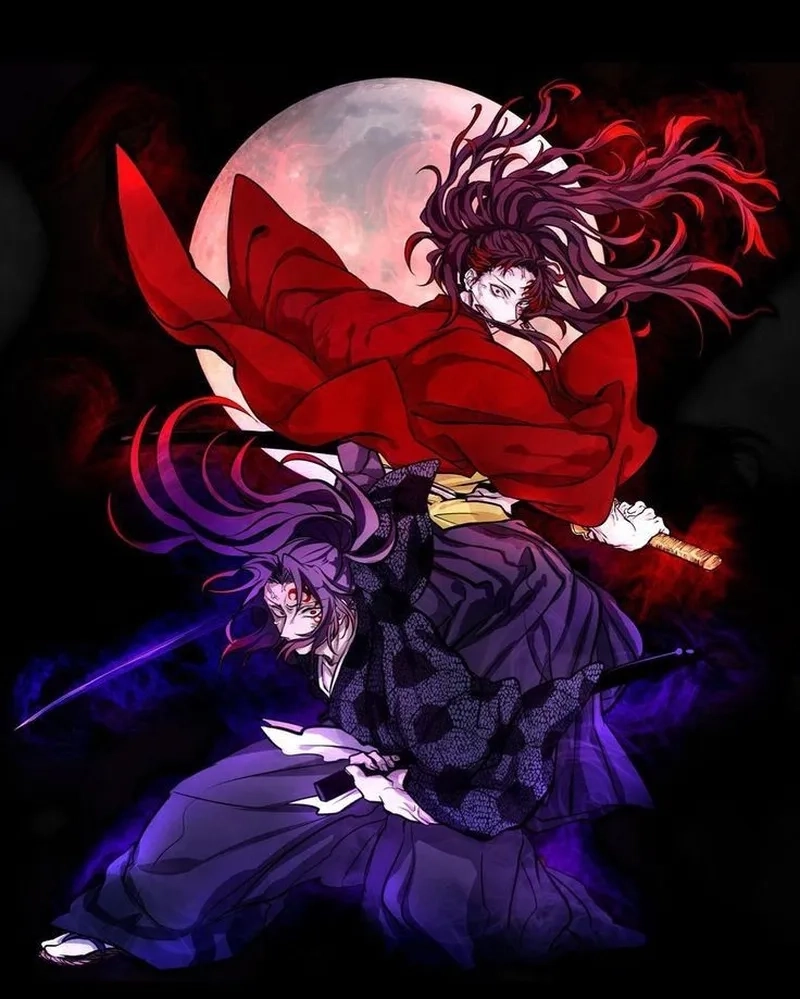 Ảnh Kokushibo ngầu được fan yêu thích nhờ thần thái mạnh mẽ và u ám.