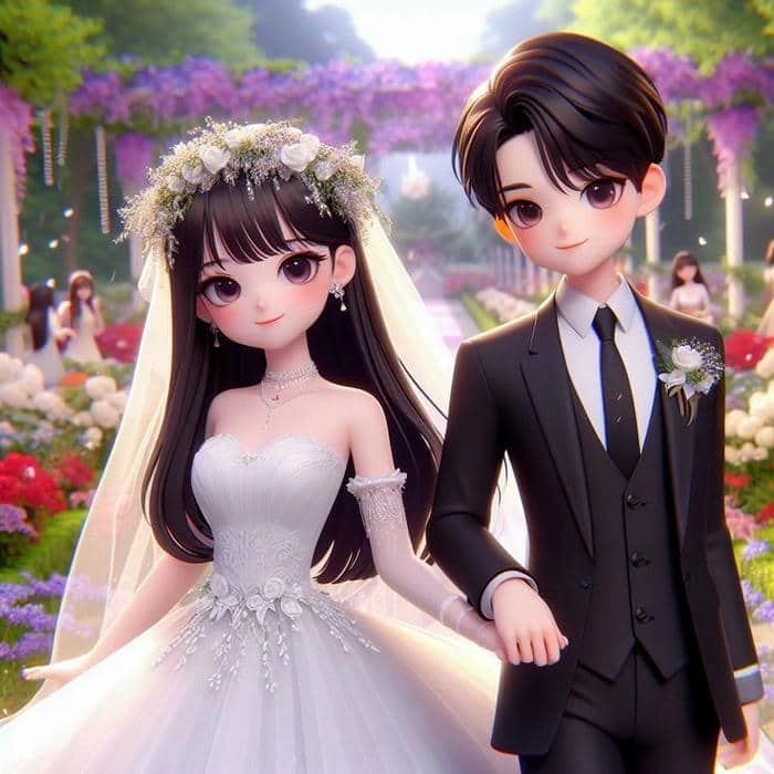 Chibi cô dâu chú rể phong cách ngọt ngào đáng yêu