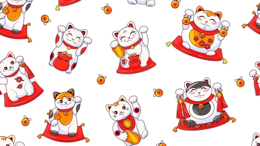 Hình nền máy tính mèo thần tài rất đẹp