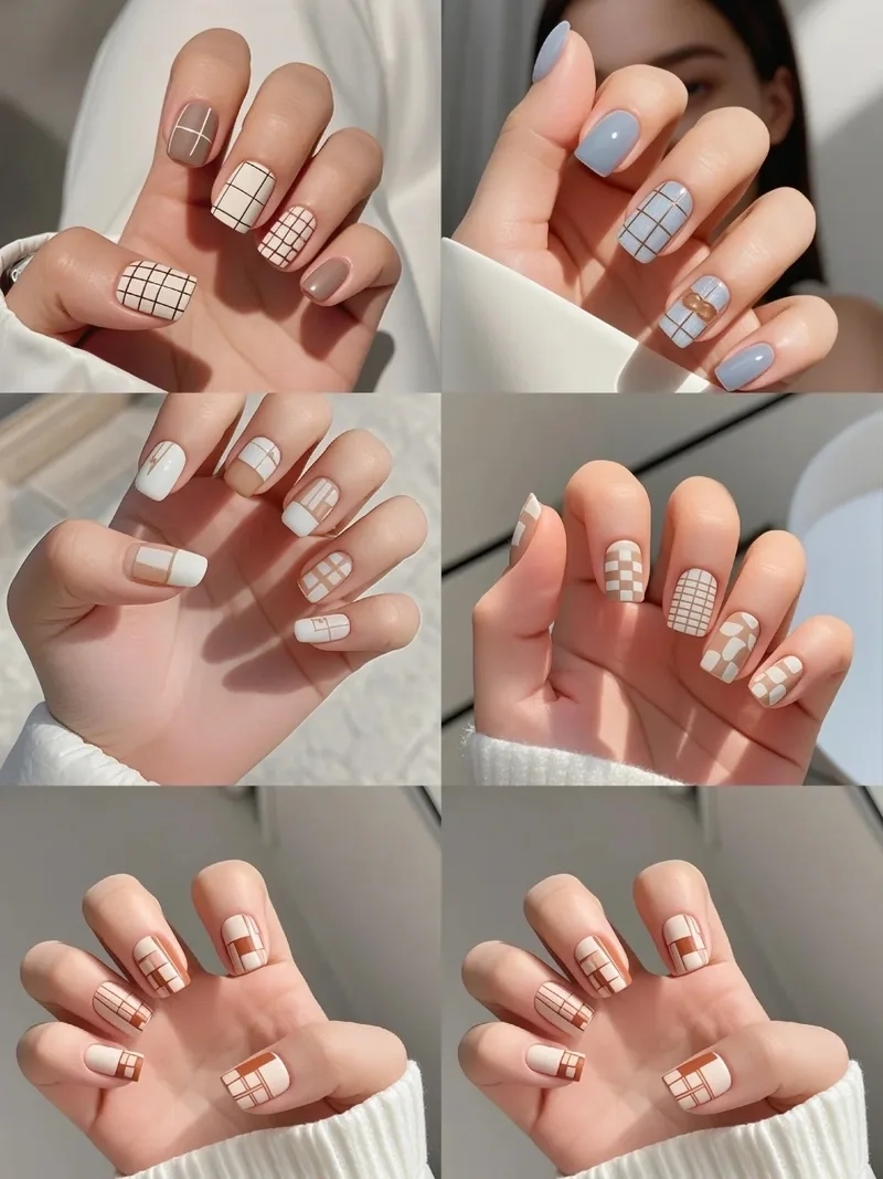 Kiểu nail caro trẻ trung giúp móng tay nổi bật