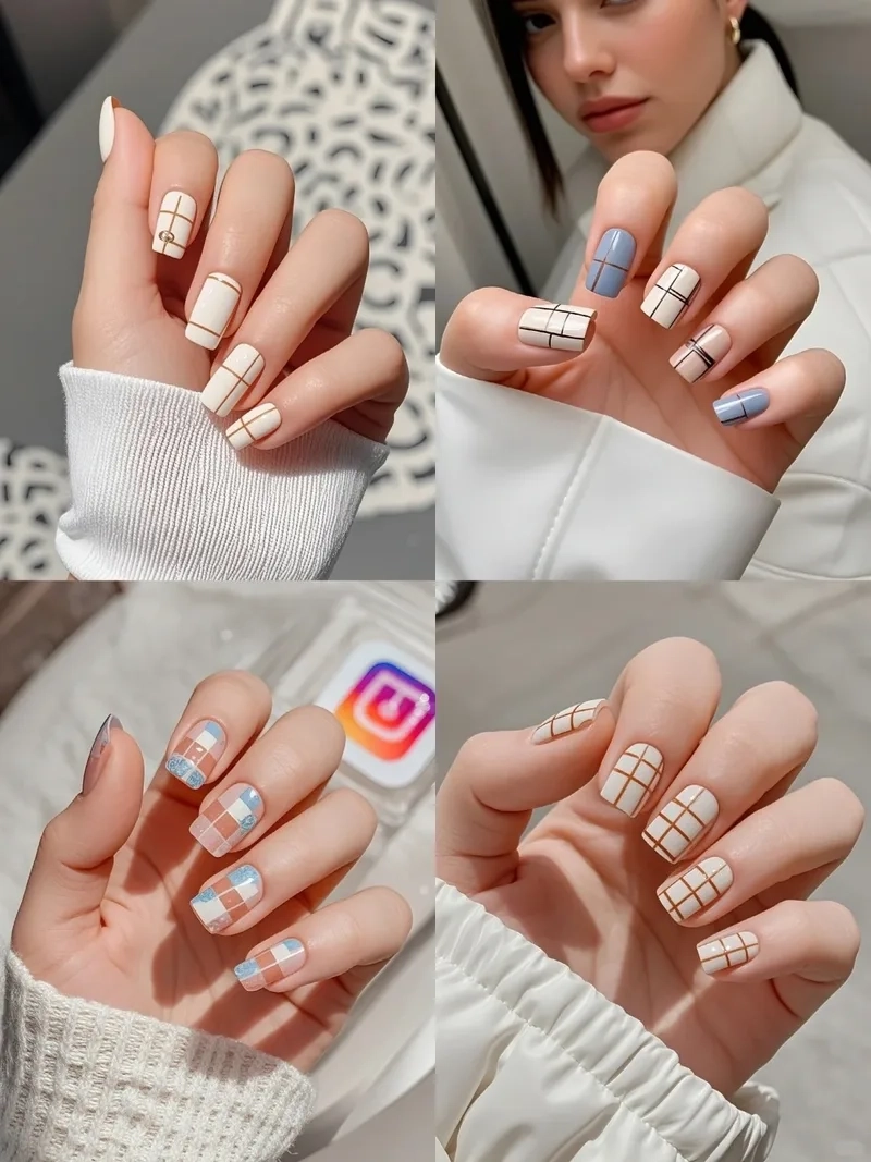Kiểu nail caro trẻ trung giúp móng tay nổi bật