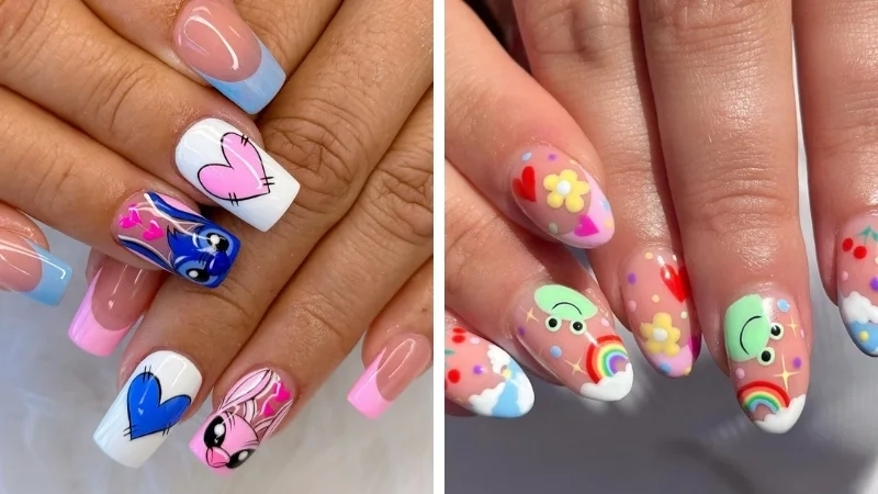 Nail hoạt hình dễ thương giúp móng tay thêm nổi bật