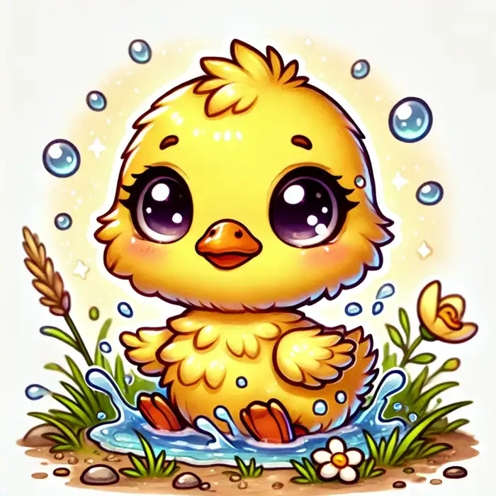 Con vịt chibi cute mang lại cảm giác vui vẻ và thân thiện.