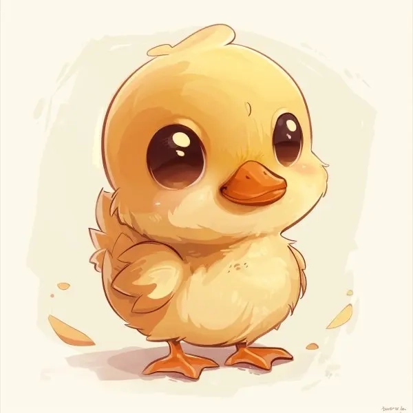 Vẽ con vịt chibi tạo hình đơn giản nhưng rất dễ thương.