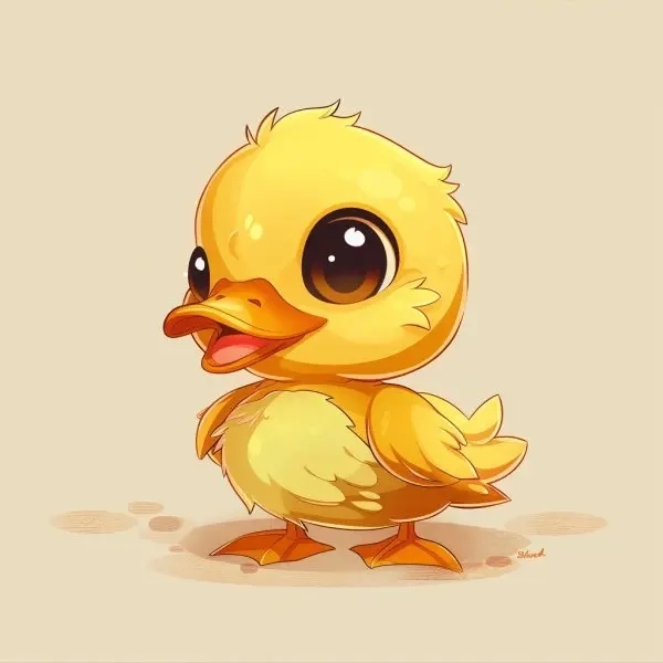Ảnh vịt chibi cute mang cảm giác vui tươi và nhẹ nhàng.