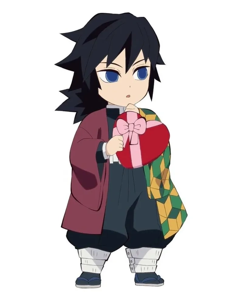 Giyu chibi art thể hiện nét vẽ mềm mại dễ thương.