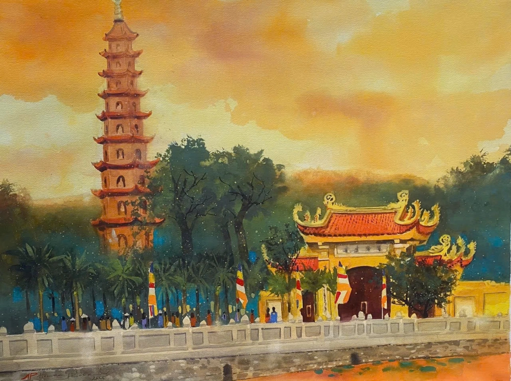 Chùa Trấn Quốc mùa lễ hội rất nhộn nhịp.