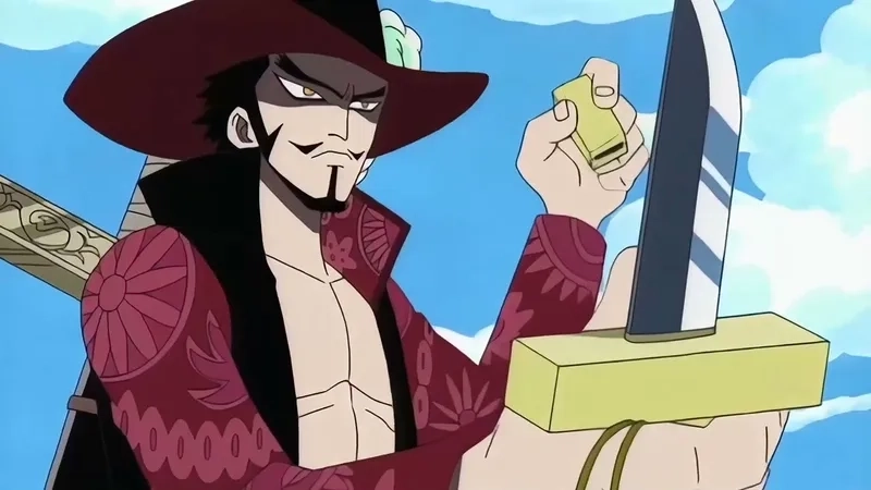 Mihawk serious meme nổi bật ánh mắt sắc bén.