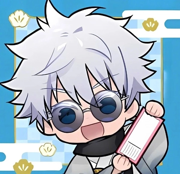 Satoru Gojo chibi nổi bật với mái tóc trắng.