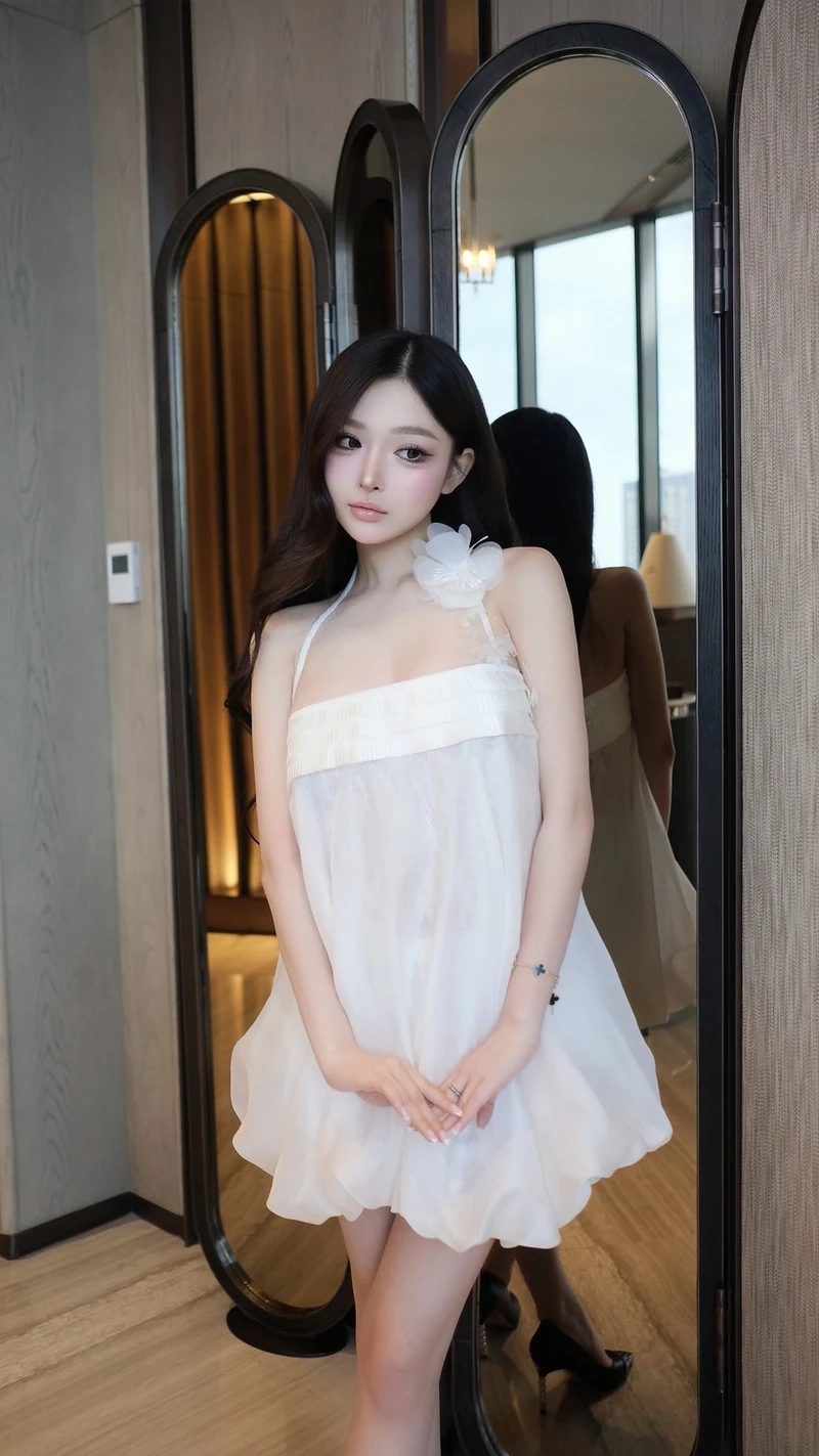 Ngọt ngào cùng hot girl mặc áo trễ vai style Hàn Quốc