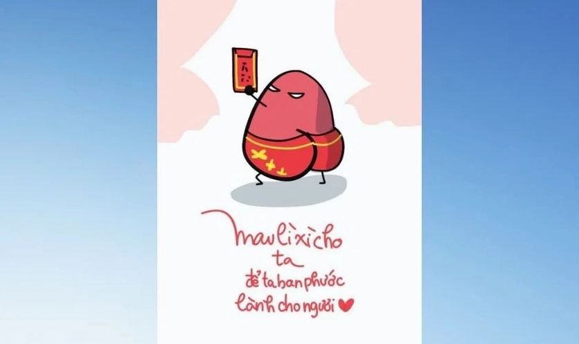 Meme lì xì Tết 2026 xuân Bính Ngọ vui nhộn cầm phong bì